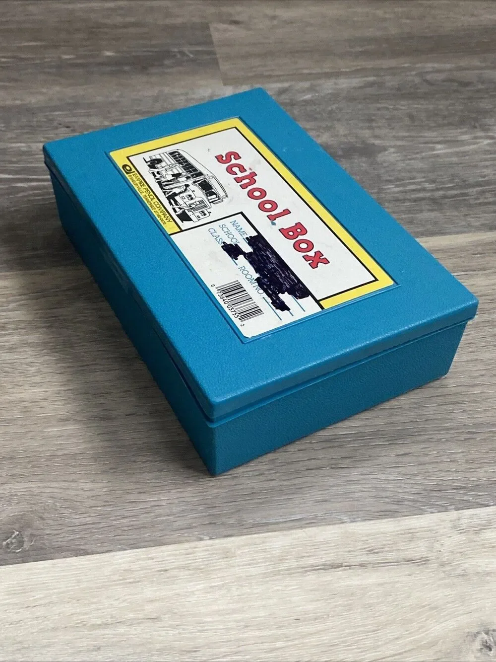 Vintage Empire Pencil Plastic School Box Case Blue School Bus